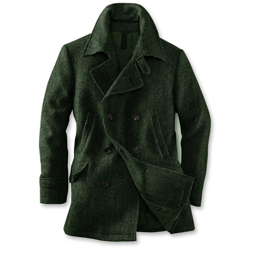 Langford Coat™ Aldwych Herringbone Peacoat