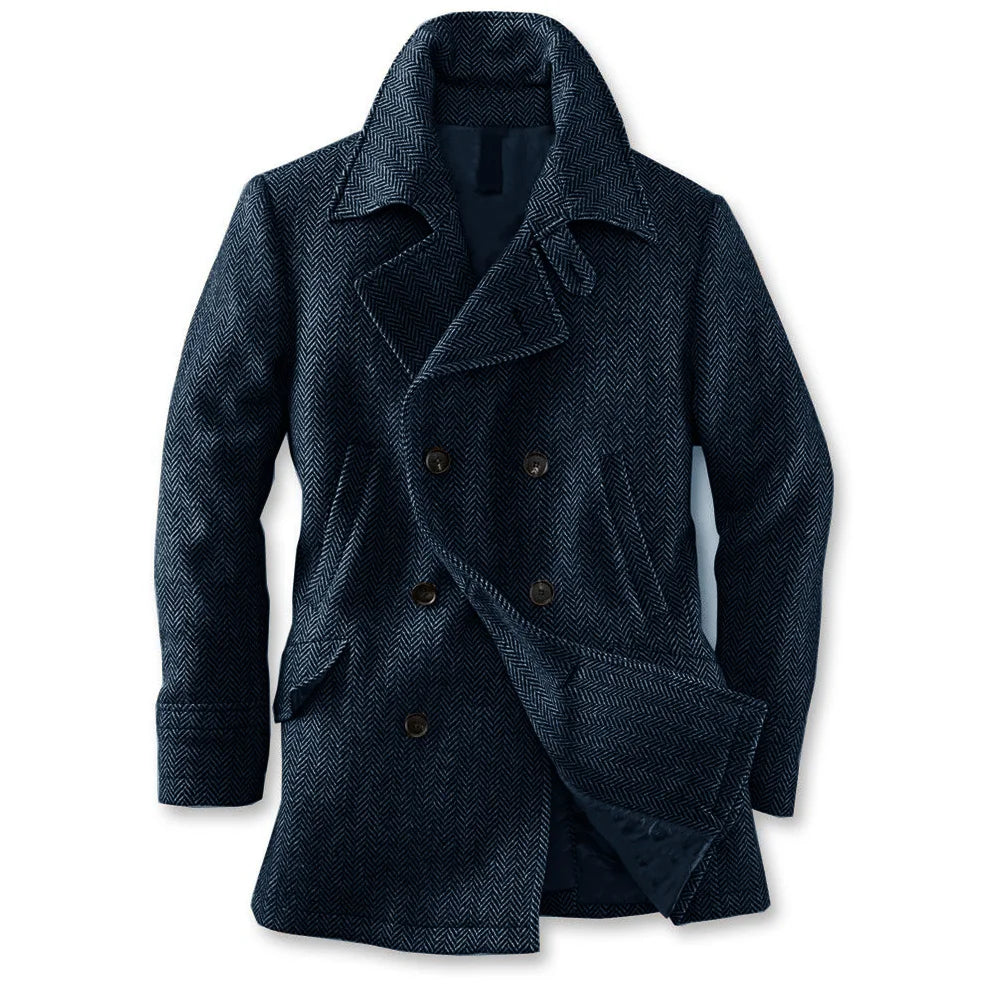 Langford Coat™ Aldwych Herringbone Peacoat