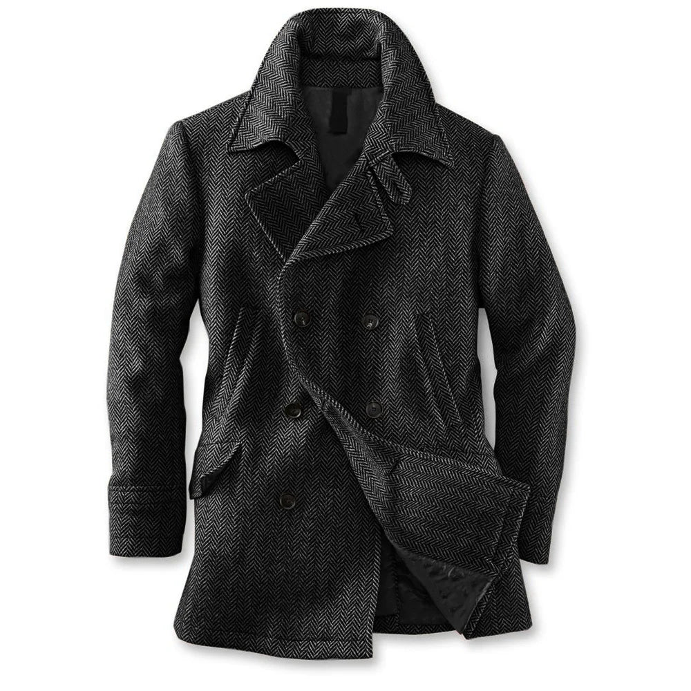 Langford Coat™ Aldwych Herringbone Peacoat