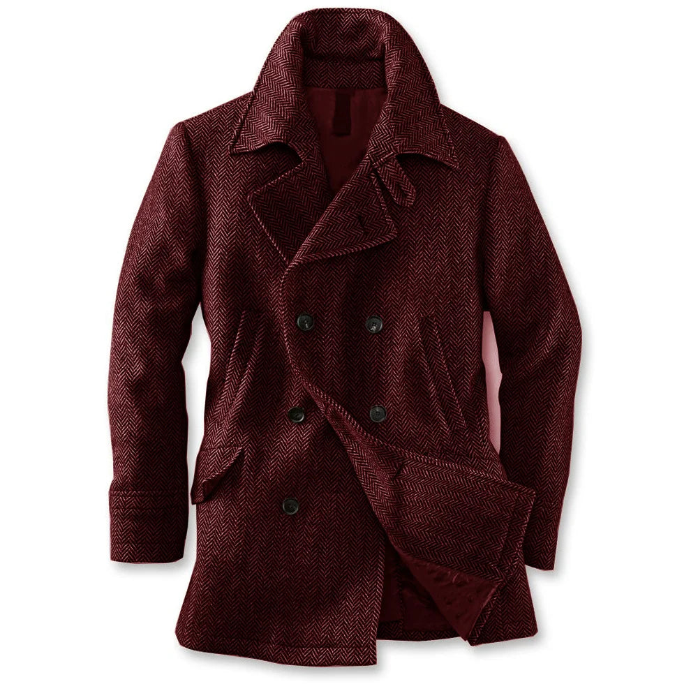 Langford Coat™ Aldwych Herringbone Peacoat