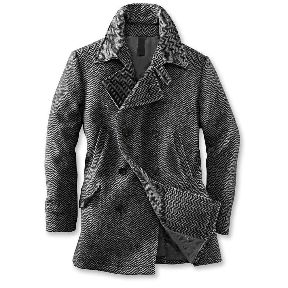 Langford Coat™ Aldwych Herringbone Peacoat
