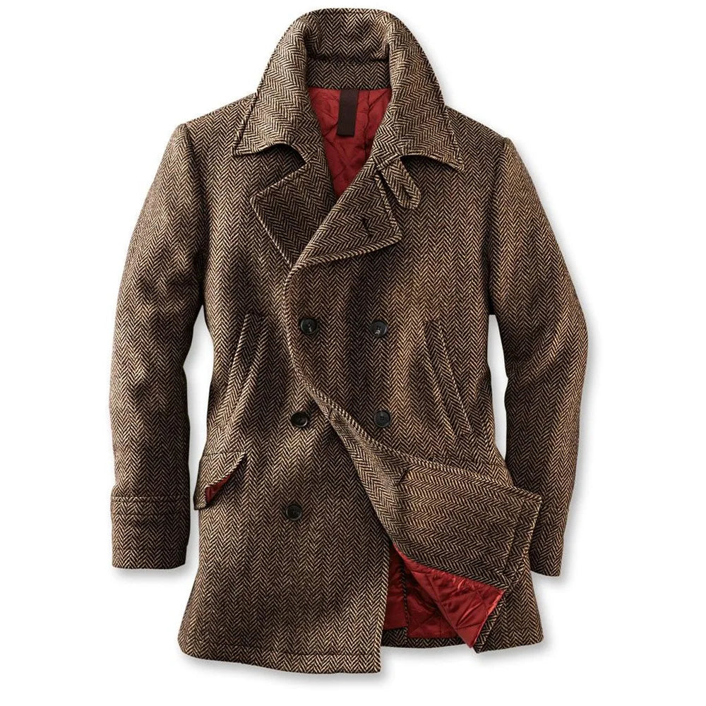 Langford Coat™ Aldwych Herringbone Peacoat