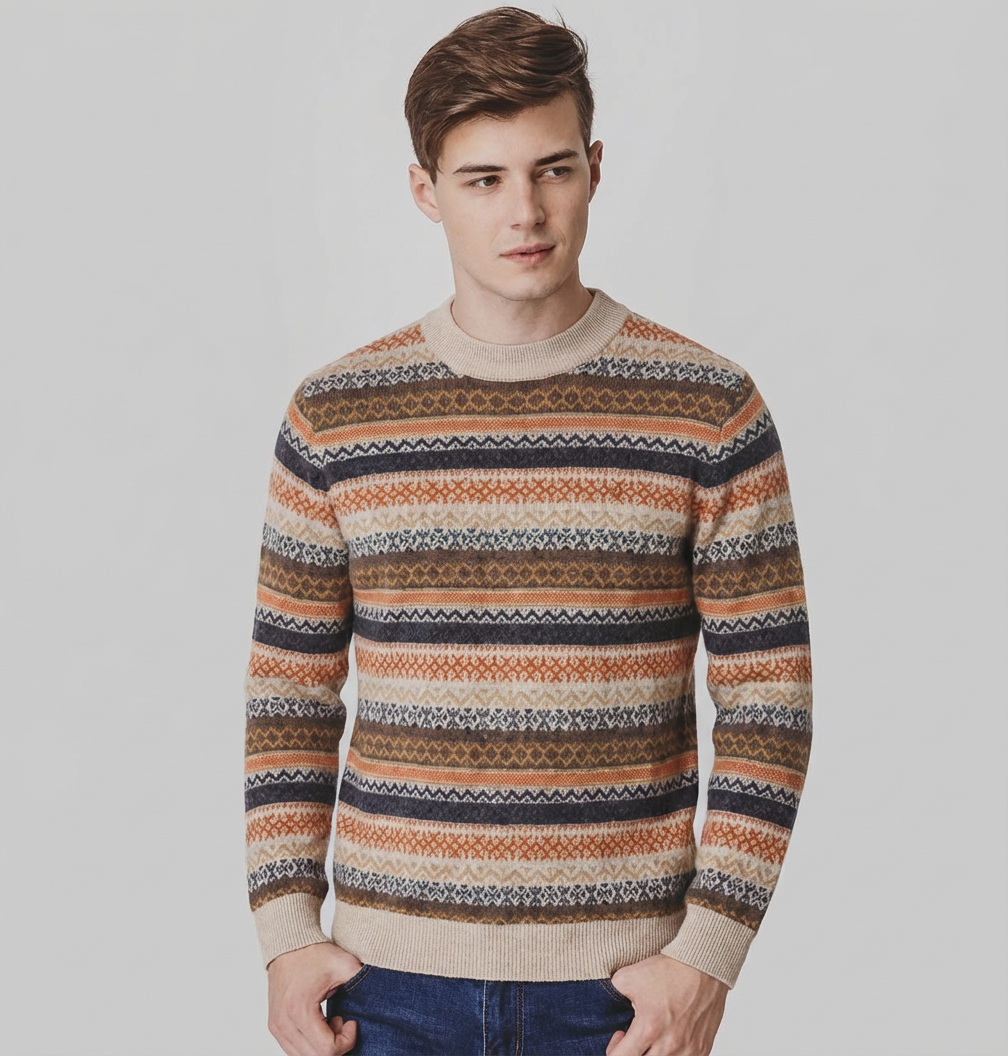 Langford Cashmere Sweater™ The Notting Hill Striped Fair Isle