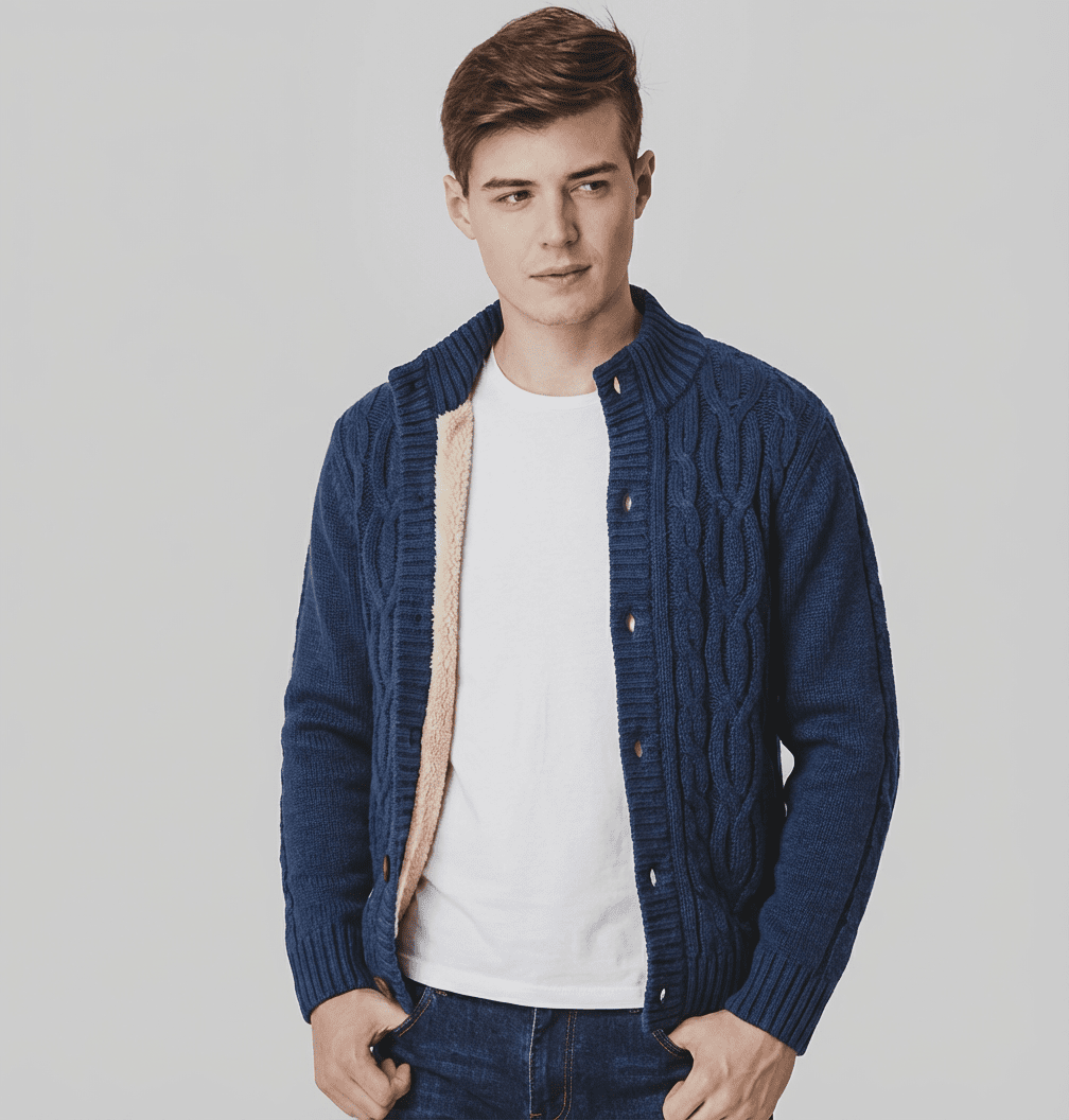 Langford Cardigan™ Merino Cable - Knit Button - Langford Maison