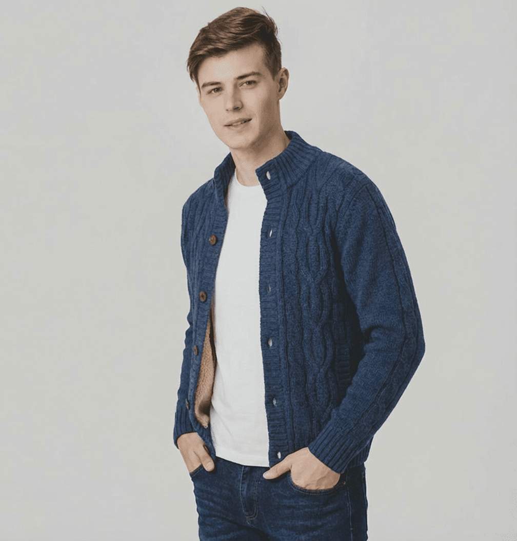 Langford Cardigan™ Merino Cable - Knit Button - Langford Maison