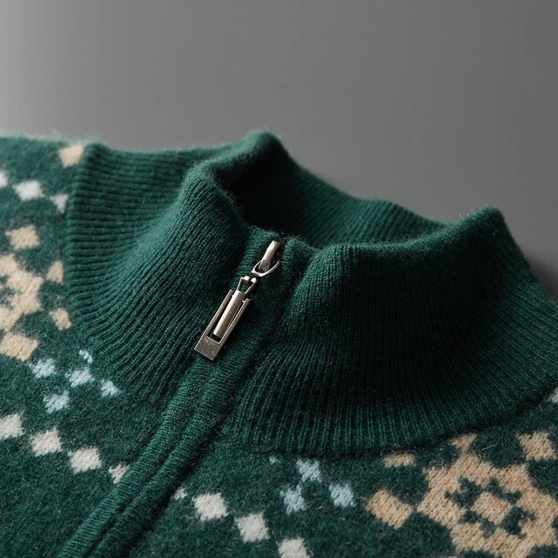Langford Cashmere Sweater™ The Cotswold Fair Isle Quarter - Zip - Langford Maison