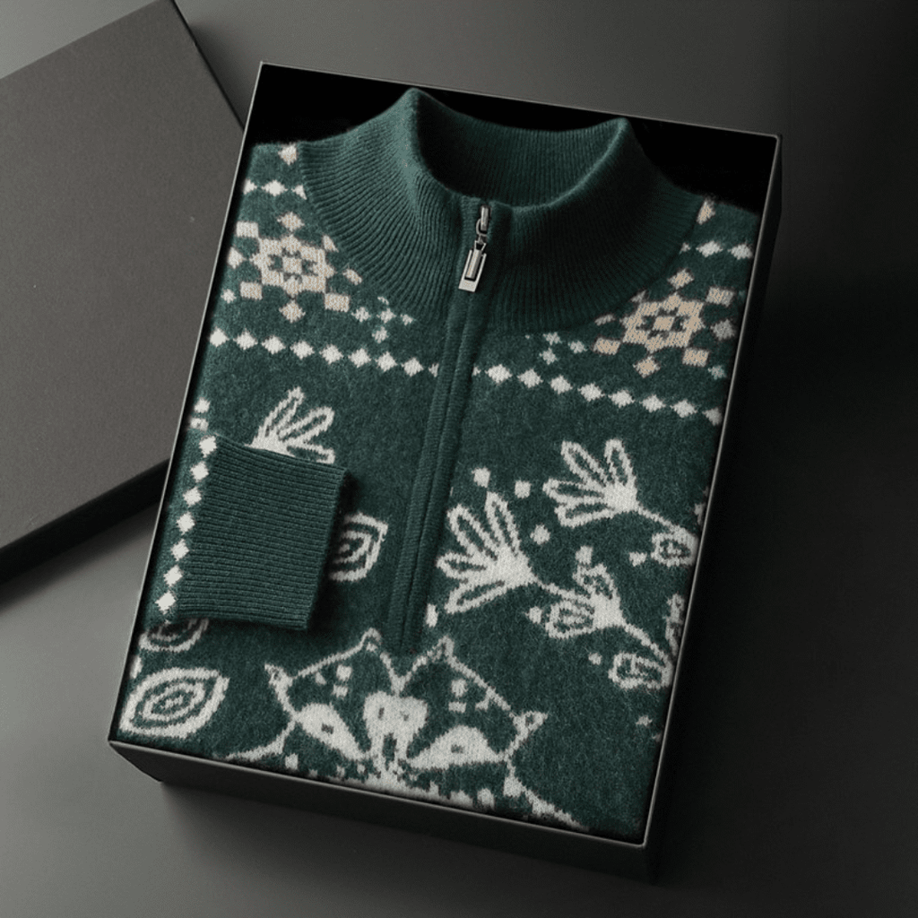 Langford Cashmere Sweater™ The Cotswold Fair Isle Quarter - Zip - Langford Maison