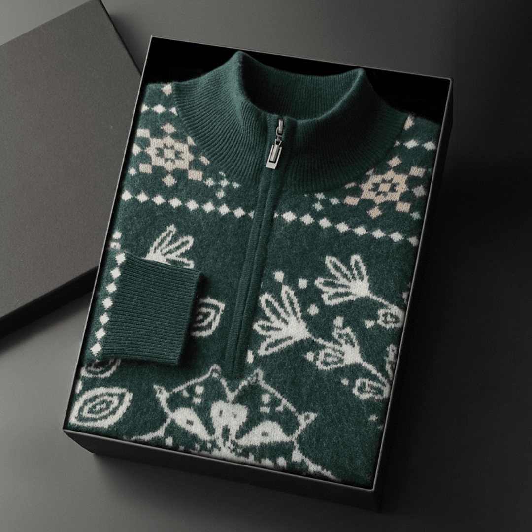 Langford Cashmere Sweater™ The Cotswold Fair Isle Quarter - Zip - Langford Maison