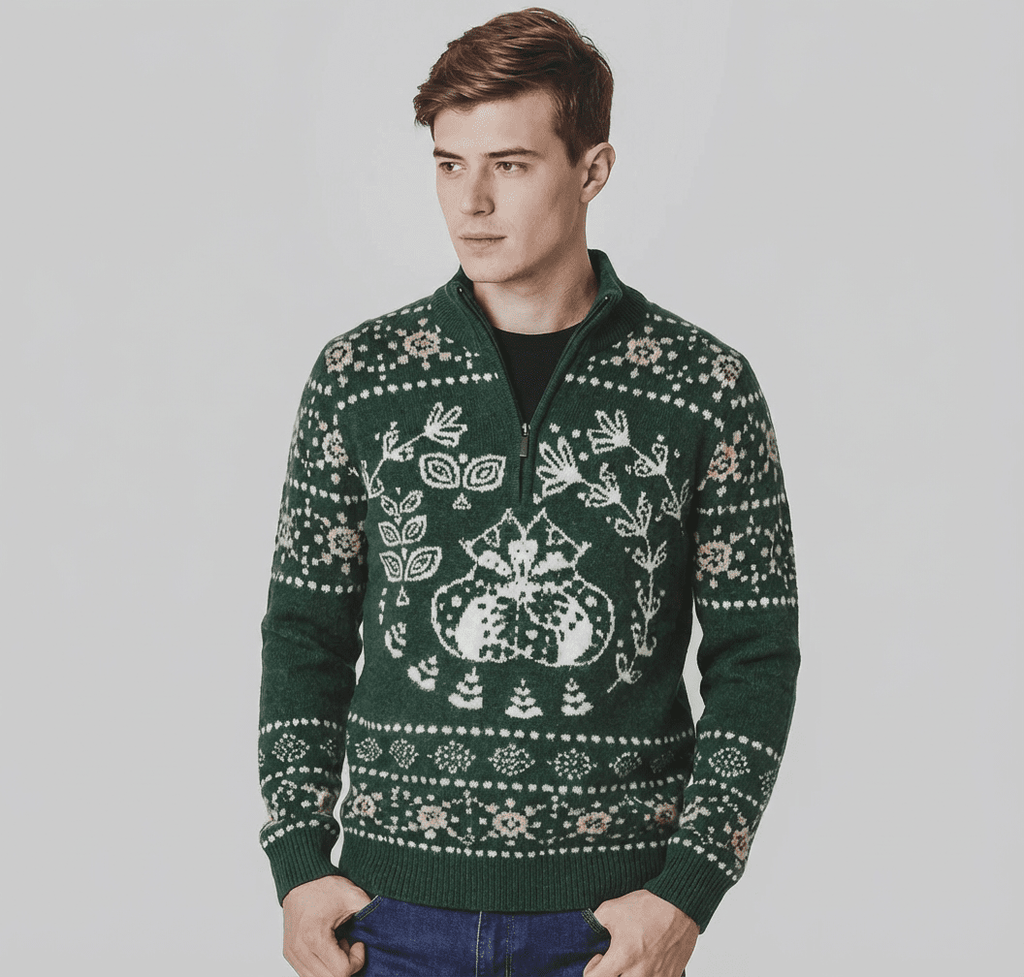 Langford Cashmere Sweater™ The Cotswold Fair Isle Quarter - Zip - Langford Maison