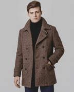 Langford Coat™ Aldwych Herringbone Peacoat - Langford Maison