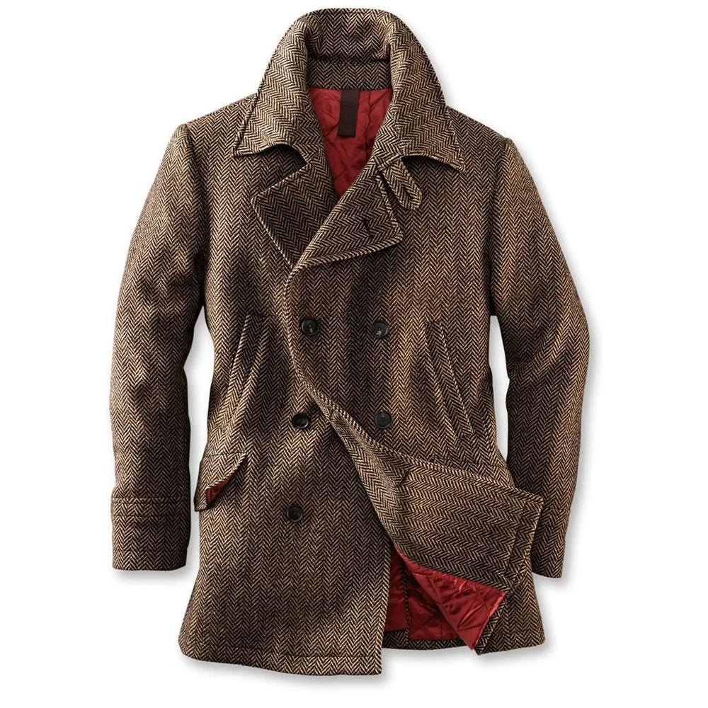 Langford Coat™ Aldwych Herringbone Peacoat - Langford Maison