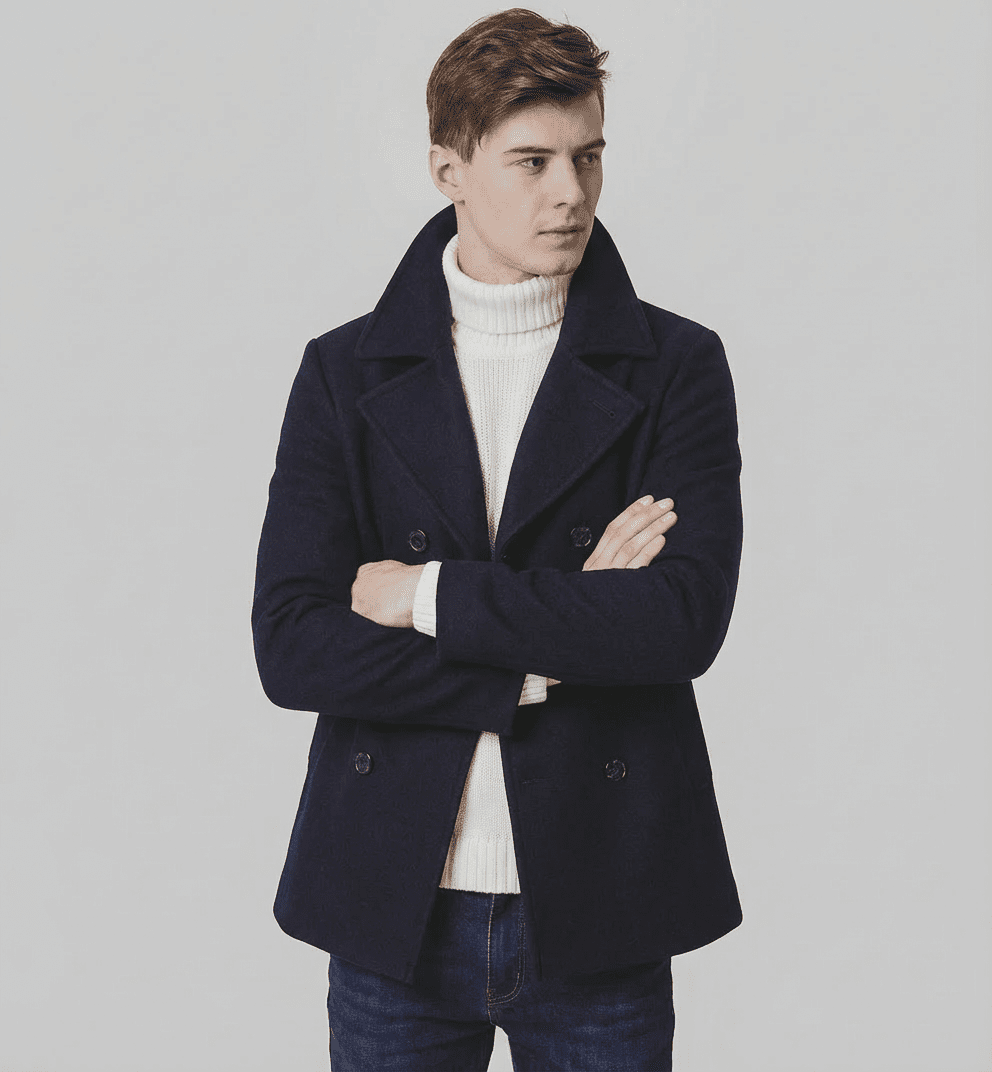 Langford Coat™ Fleet Melton Peacoat - Langford Maison