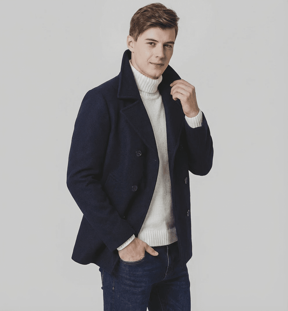 Langford Coat™ Fleet Melton Peacoat - Langford Maison