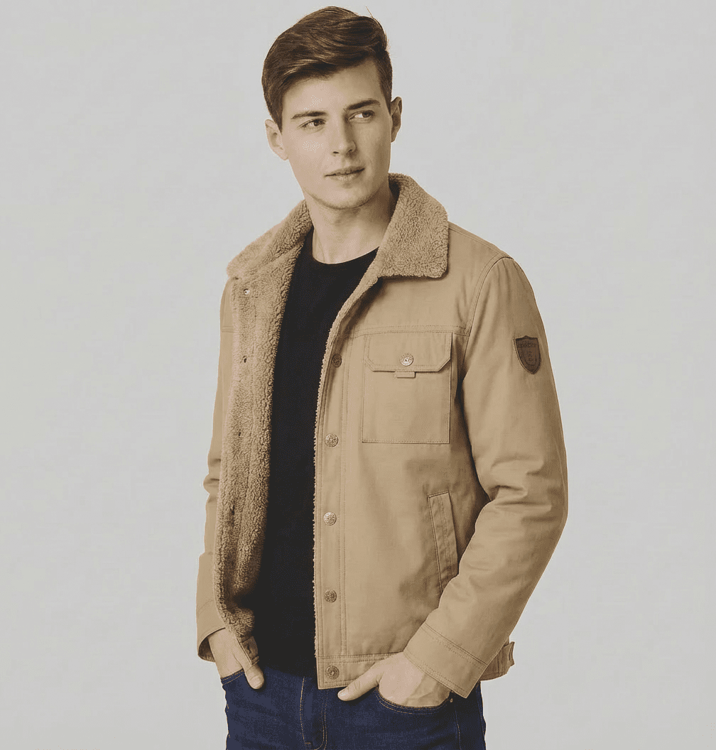 Langford Jacket™ Sand Sherpa Trucker - Langford Maison