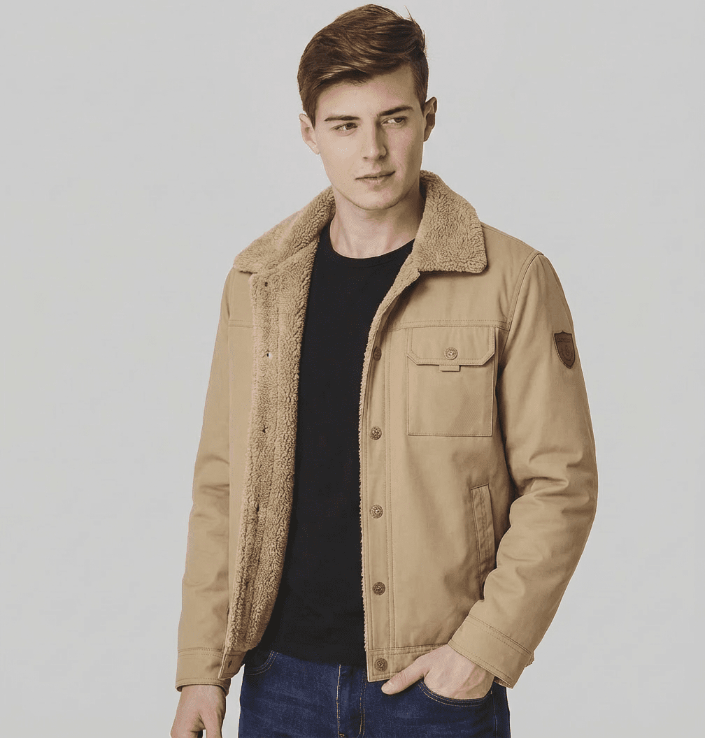 Langford Jacket™ Sand Sherpa Trucker - Langford Maison