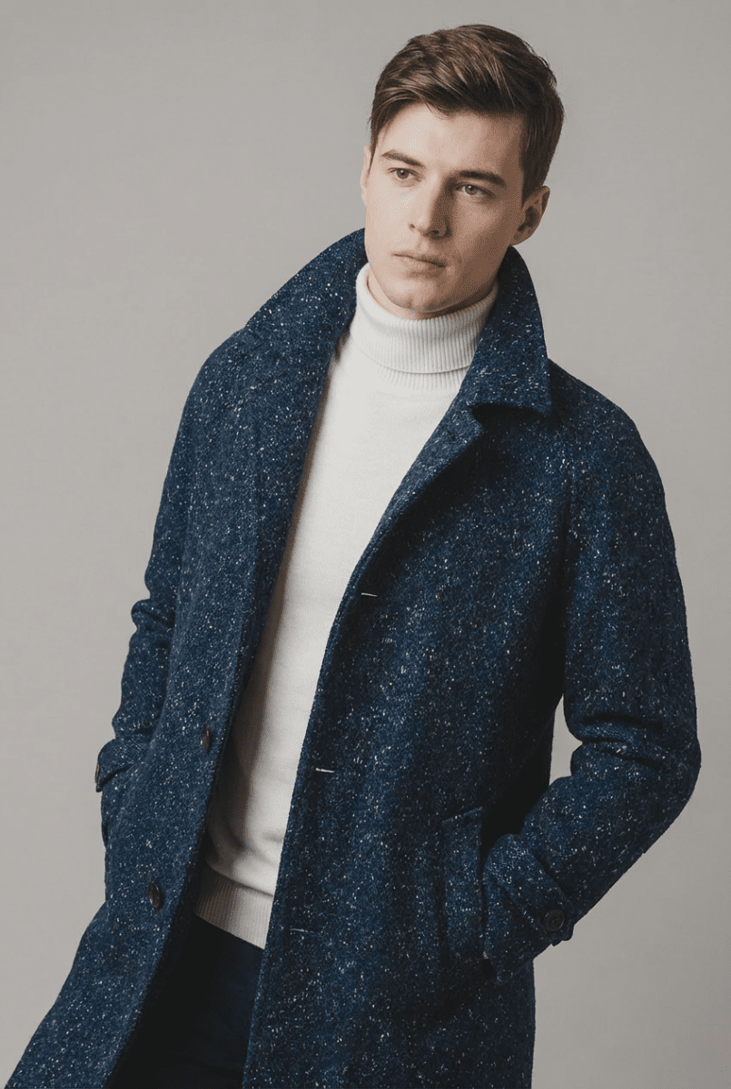 Langford Overcoat™ Midnight Speckle Wool - Langford Maison