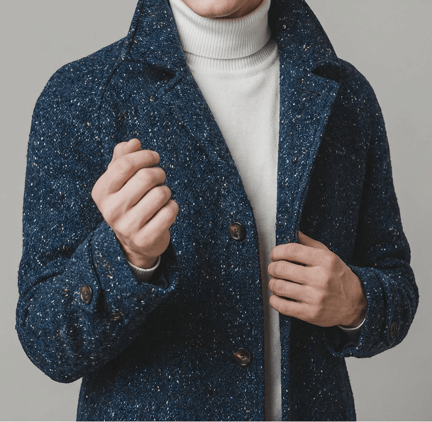 Langford Overcoat™ Midnight Speckle Wool - Langford Maison