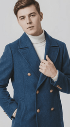 Langford Overcoat™ Royal Teal Wool Blend - Langford Maison