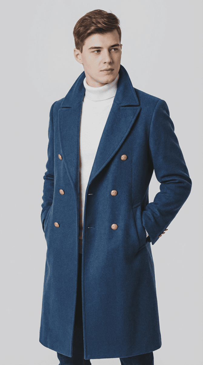 Langford Overcoat™ Royal Teal Wool Blend - Langford Maison