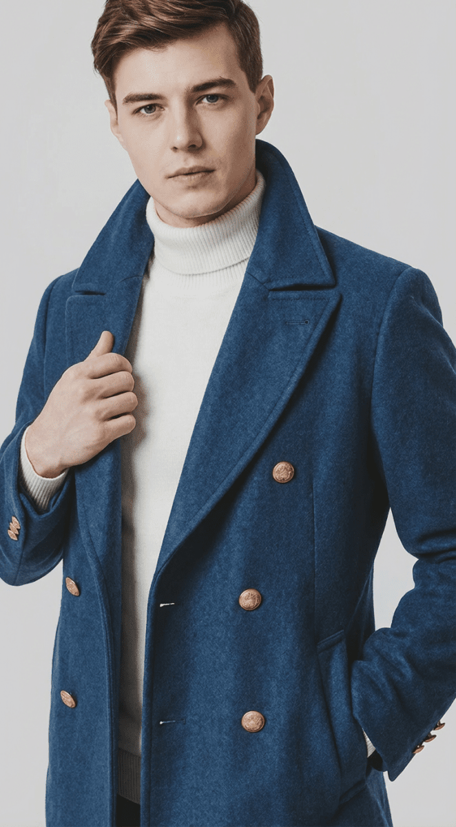 Langford Overcoat™ Royal Teal Wool Blend - Langford Maison