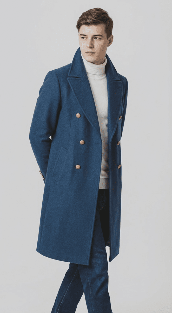 Langford Overcoat™ Royal Teal Wool Blend - Langford Maison